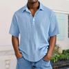 Men's Casual Short-Sleeve Shirt - Collared Button-Down Solid Color, Breathable & Versatile Stylish Top