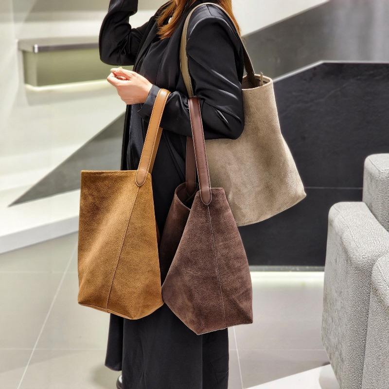 Suede bucket bag autumn and winter new Merad beef suede matte pitot bag large capacity shoulder underarm women's bag