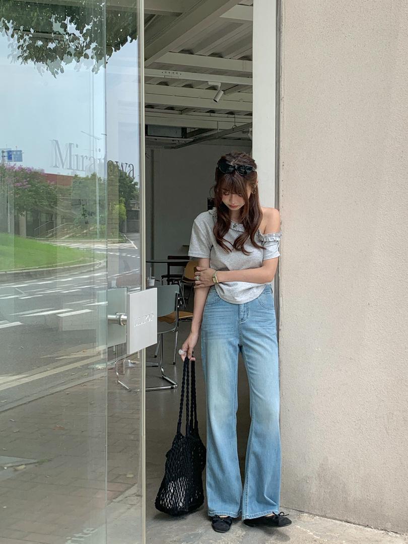 GAGD Women s Summer Light Blue Tencel Micro-Flare Jeans - Korean Style, Versatile, Slimming. 30