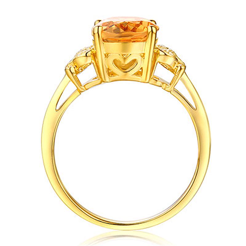 Yellow Crystal Butterfly Dance Diamond Ring - 18K Gold-Plated European & American Style