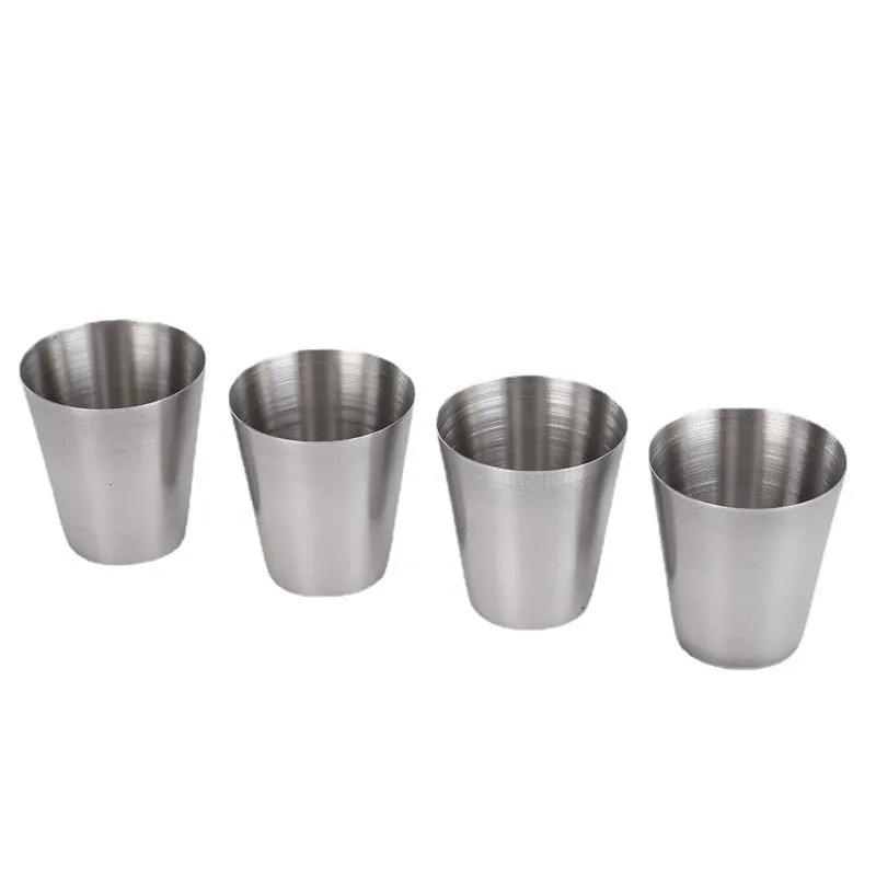 4Pcs Set Mini 30ml Wine Cup Outdoor Travel Stainless Steel Mini Cups Set Glasses For Whisky Wine With Storage Case Portable Drinkware YFA2260