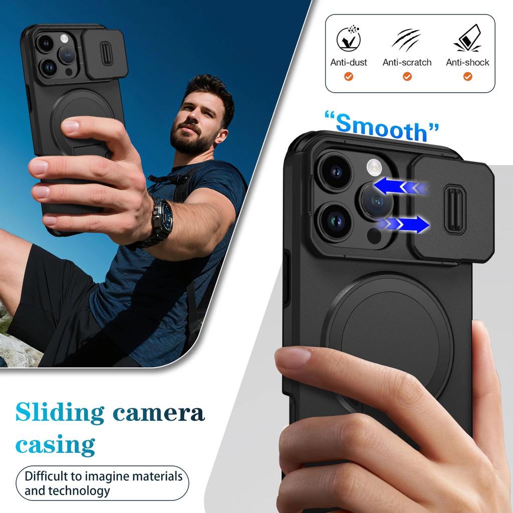 Stand Holder Case for Iphone 17 Pro Max Air 16 Plus 16e Pro Slide Lens Camera Protector Armor Accessories for Iphone17