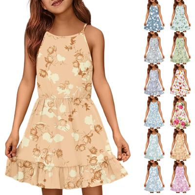 Children's Summer Casual Fashion Round Neck Solid Color Sleeveless Dress