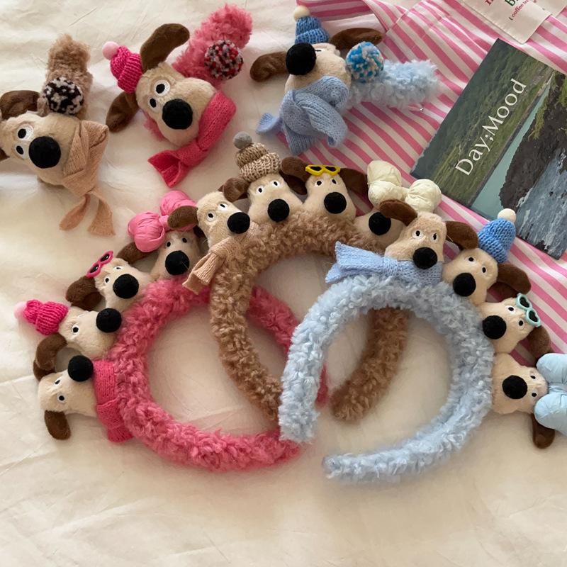 Headbands Sweet Style Four Cute Dogs Plush Solid Color Accessories Hair