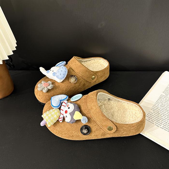 Ms Baotou Lightweight and Comfortable a Footstirrup Heightening Winter Warm Cold Padded Non-slip Wear-resistant Leisure Cotton Semi-slippers 35 коричневый 5400₽