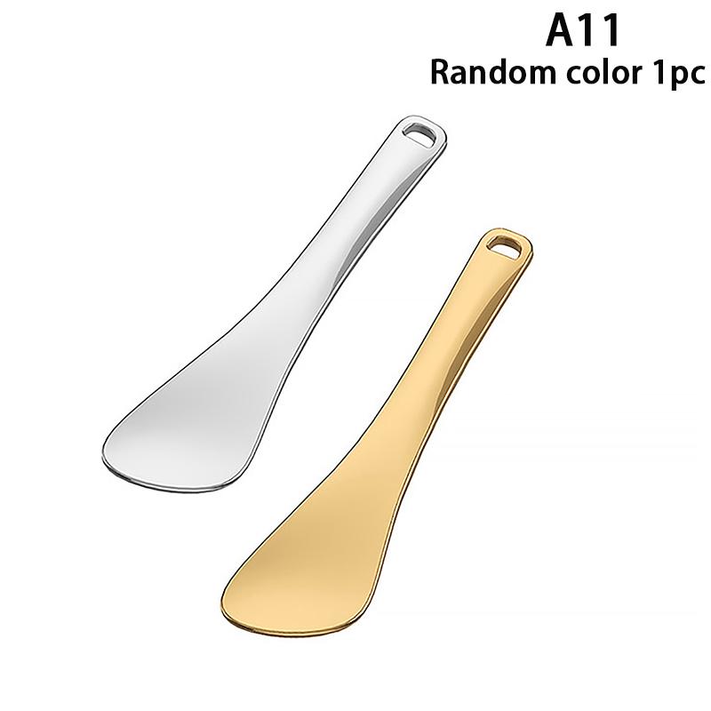 1 Stück Metall Zink Mini Kosmetikspatel Gebogene Schaufel Gold Silber Make-up Maske Creme Löffel Augencreme Stift Beauty Schaufel