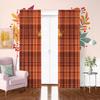 2Pcs- Orange plaid - Printed curtains -100% polyester for bedroom curtains and living room decor.