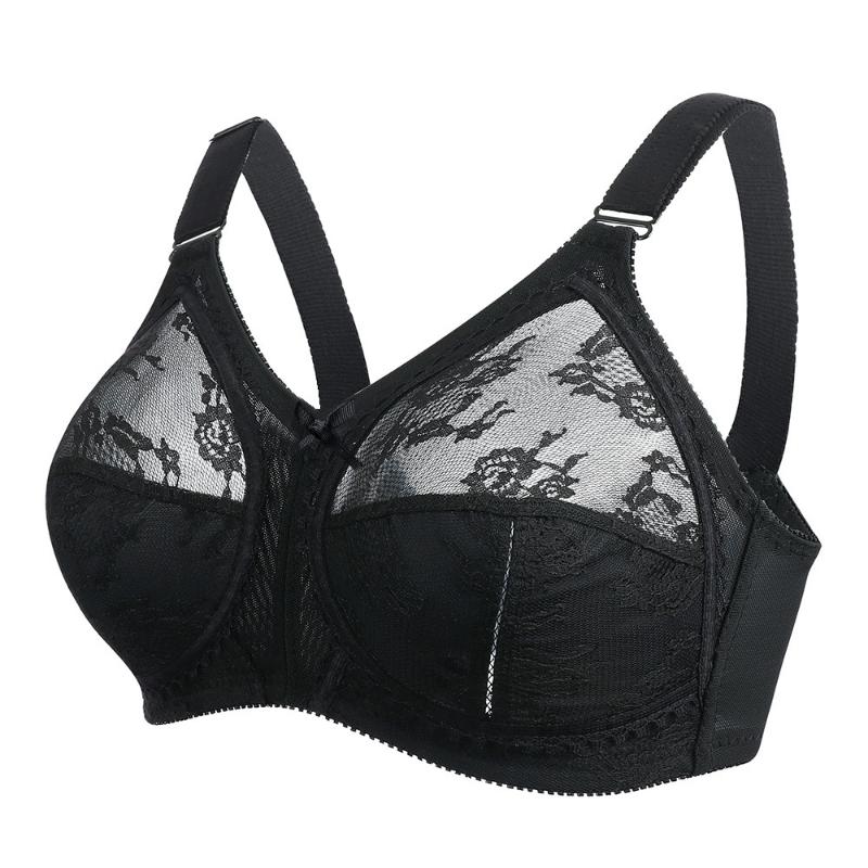 Women's Large Size Bra Sexy Full Cup Lace Wireless Bralette Transparent Push Up Underwear