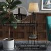 Two-Tier Metal and MDF Floor Lamp with Fabric Shade. 42x166cm. Black and Brown