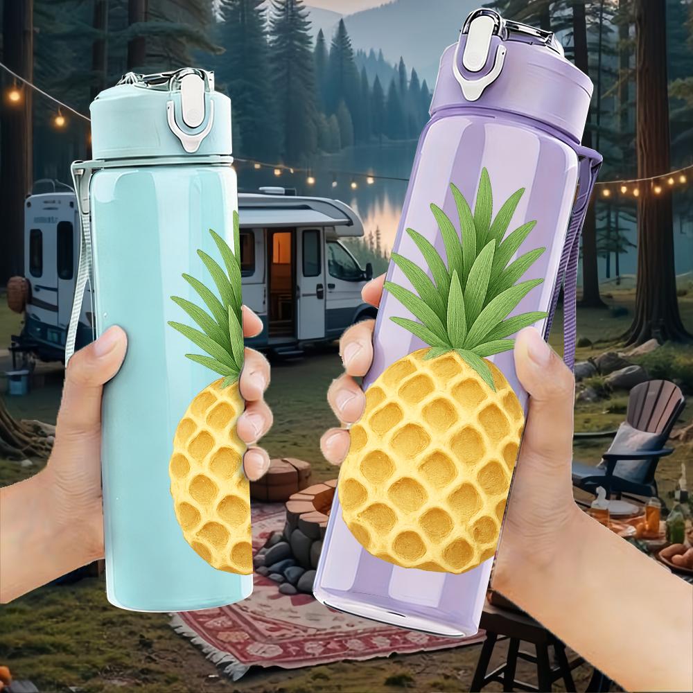 1 PZ Ananas Giallo Frutta Grafica 750ml Colore Plastica Sportiva Borraccia Anti-perdita Tappo a Beccuccio Ribaltabile Per Sport Ufficio Uso Domestico