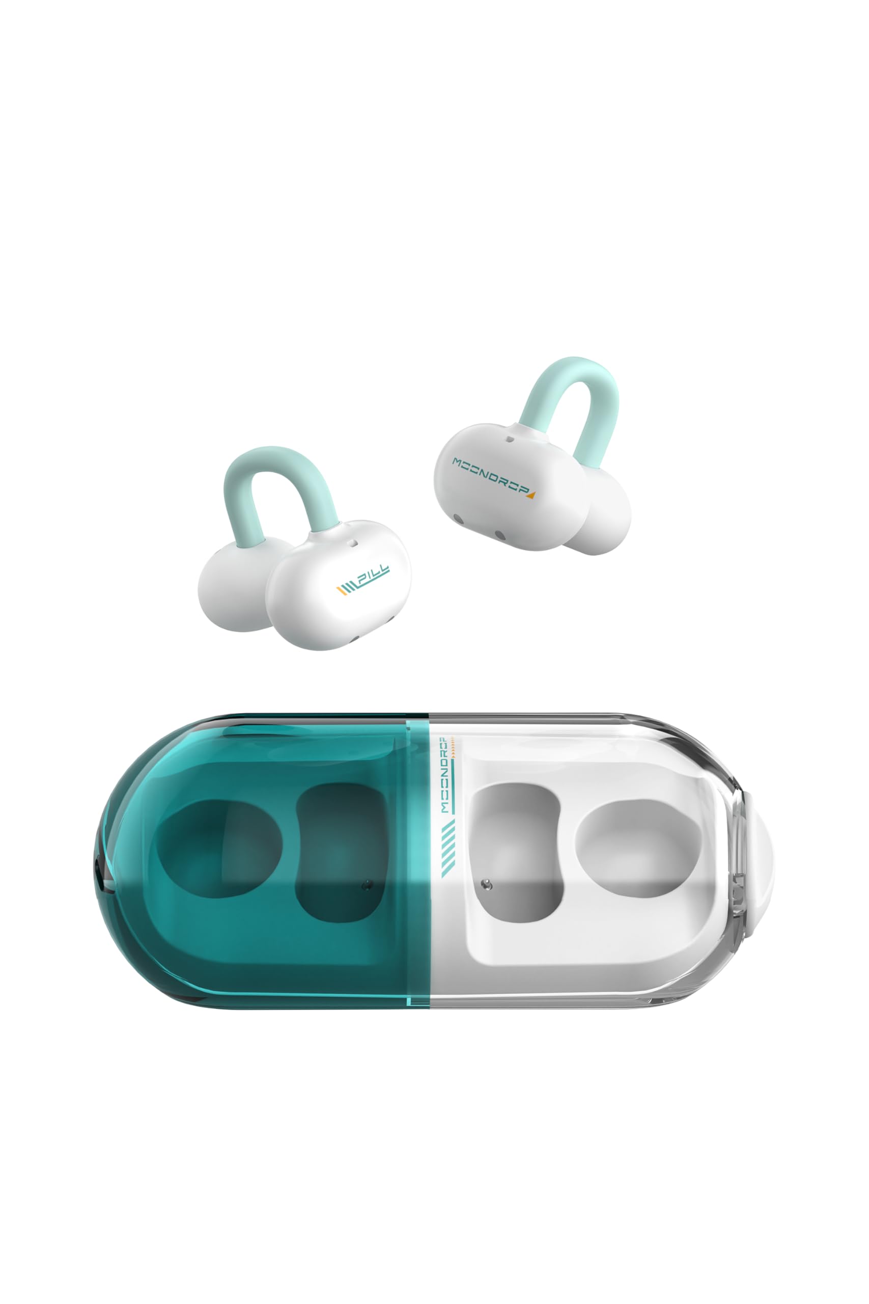 

Moondrop Pill Wireless Earphones with Ear Cuffs Bluetooth Ear Design Waterproof Up to 28 Hours Playback AI Noise Cancellation 13mm Circular Dynamic