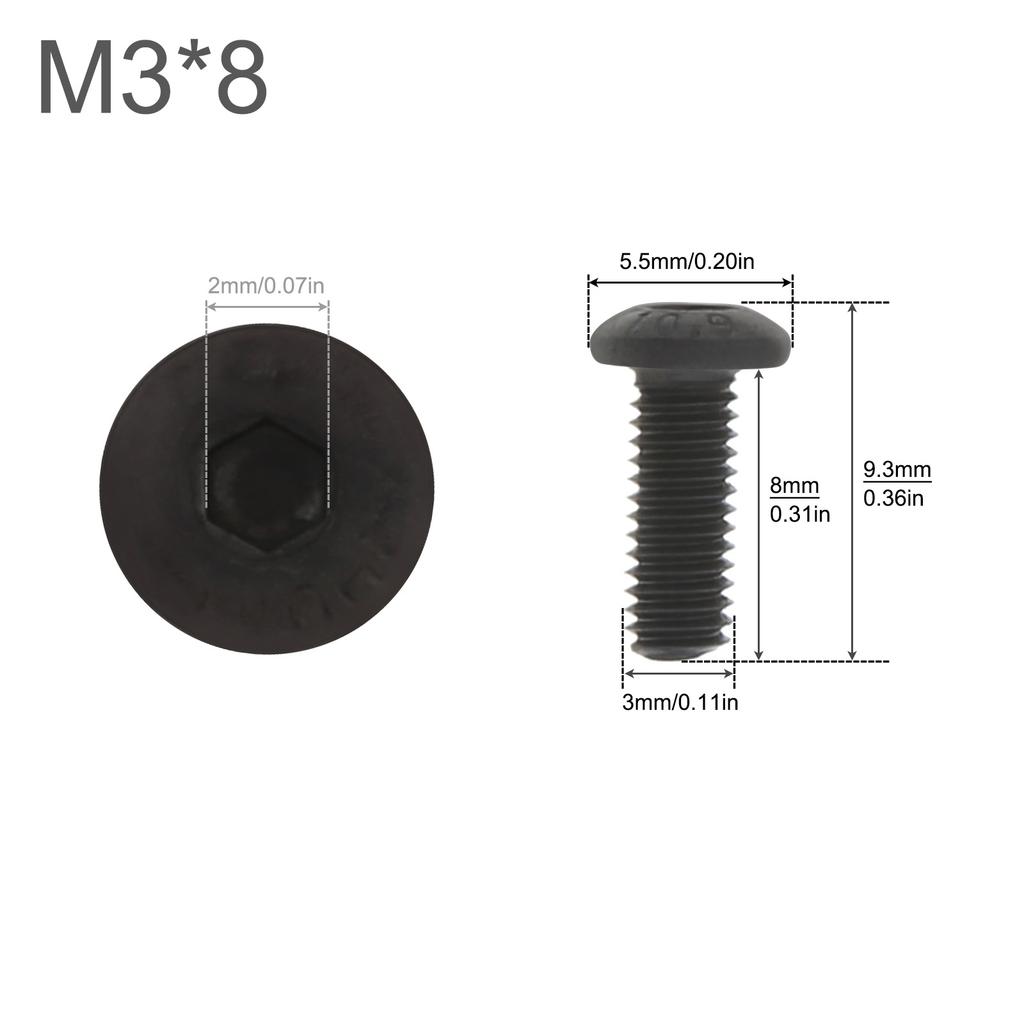 M2 M3 M4 M5 10.9 Grade Alloy Steel Allen Round Screw Hex Hexagon Socket Button Head Screw Black Oxide Pan Head Screw