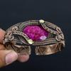 Kashmiri Red  Ruby Gemstone Pure Copper Wire Wrapped Handmade Cuff/Bangle Jewelry