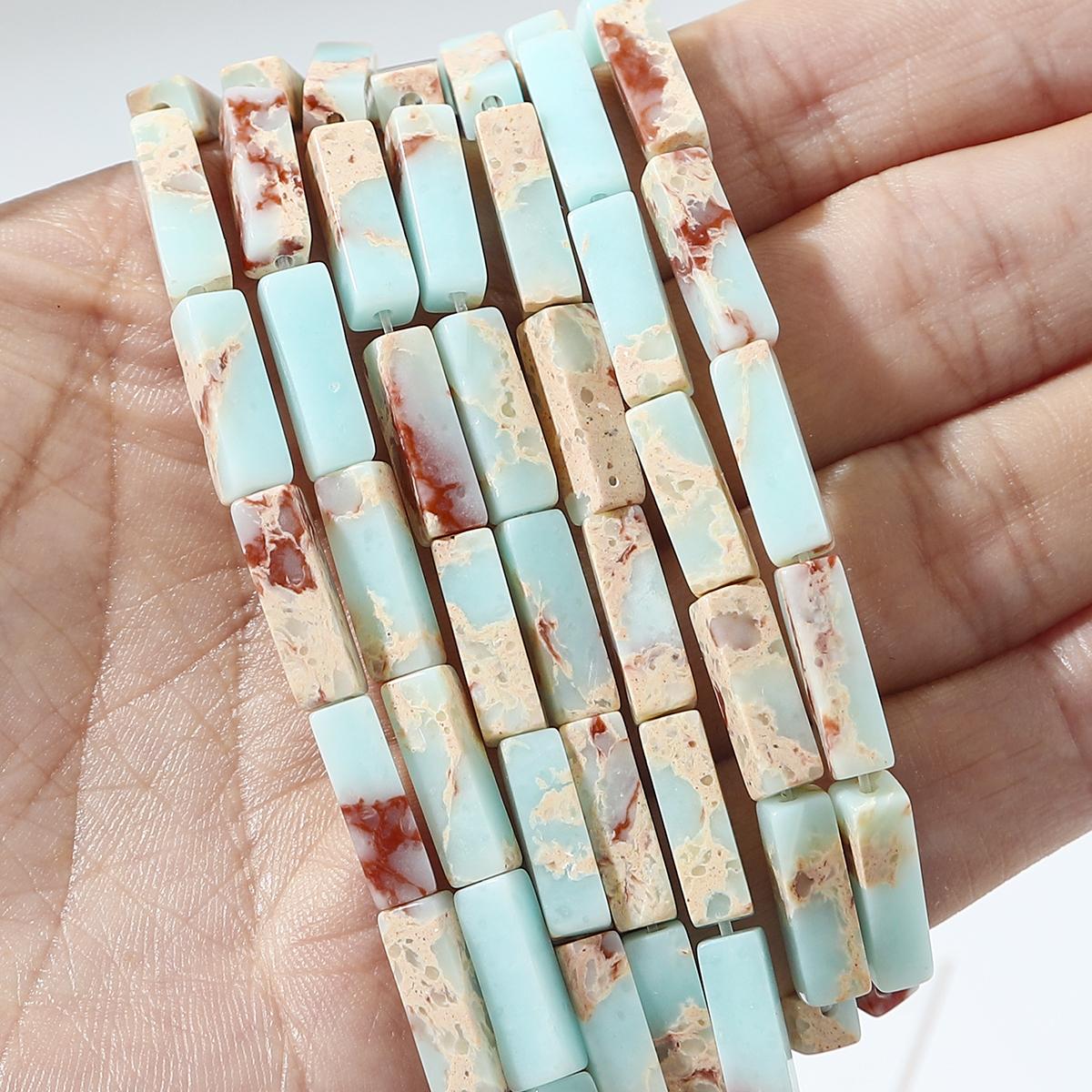 

30 шт./пакет, бусины из натурального камня, квадратные трубчатые бусины, агат, тигровый глаз, аметист, бусина-прокладка для изготовления ювелирных изделий, браслет, ожерелье, серьги (40см) Imperial Jasper Green