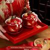 Wedding Tea Set: Red Bowls, Cups, and Chopsticks for Bride's Dowry