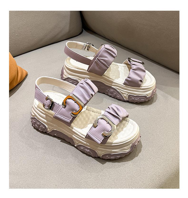 Internet Celebrity Fashion Roman Sandals Women 2024 Summer New with Skirt Versatile Thick Sole Heel Sandals Women Tide