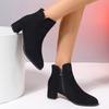 Fashionable Versatile Short Boots Women Autumn Winter Pointed Toe Thick Heel Side Zipper Casual Comfortable High-heeled Boots