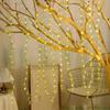 3M 180LED Willow Leaf String Light USB Powered Fairy Lamp 8Mode Warm White Curtain Lamp for Garden Wedding Party Christmas Decor