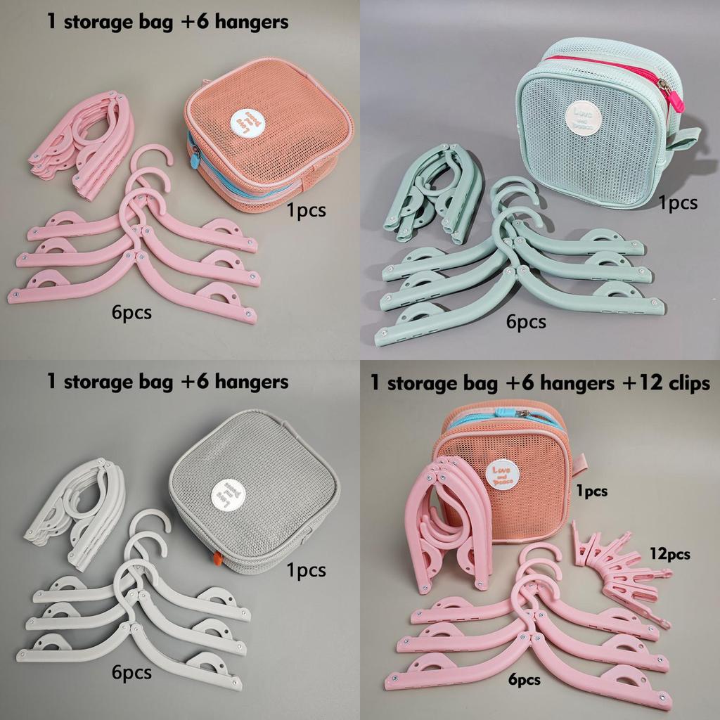 Portable Travel Collapsible Plastic Clothes Hanger With Storage Bag For Suitcase And Dorm Use