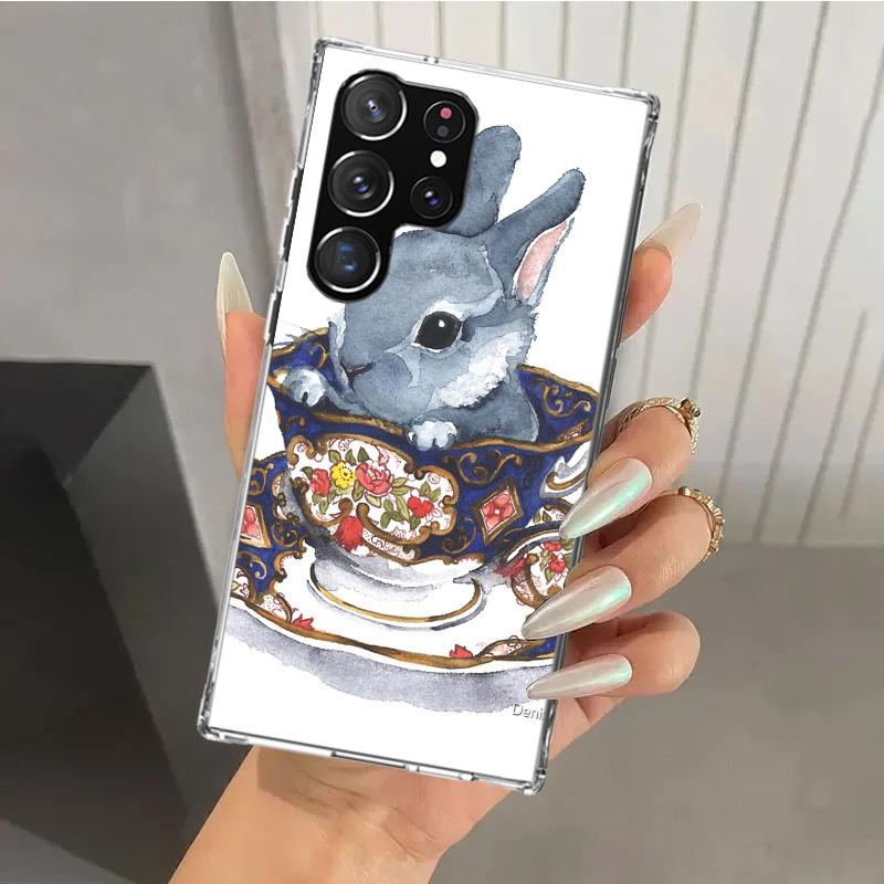 Cute Bunny Baby Rabbits Phone Case for Samsung Galaxy S25 S24 S23 Ultra S25 Edge S22 S21 Plus S20 FE S10 + Soft Print Shell Fund