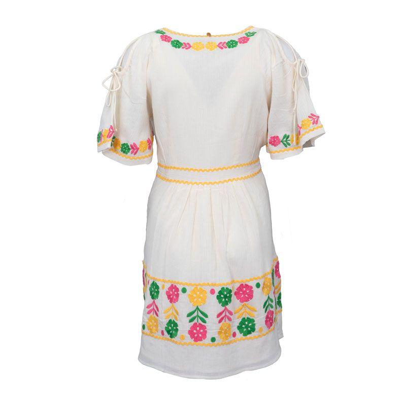 Robe courte avec broderie fleurie colorée clemence Femme ANTIK BATIK