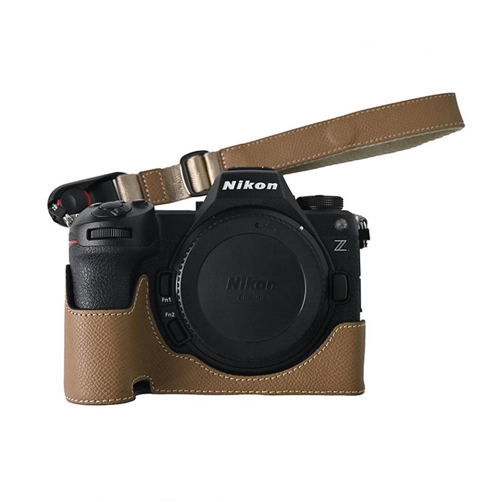 Z6III Palm Print Genuine Leather Camera Half Body Case For Nikon Z6III Z63 Battery Opening Bottom Cover With Strap