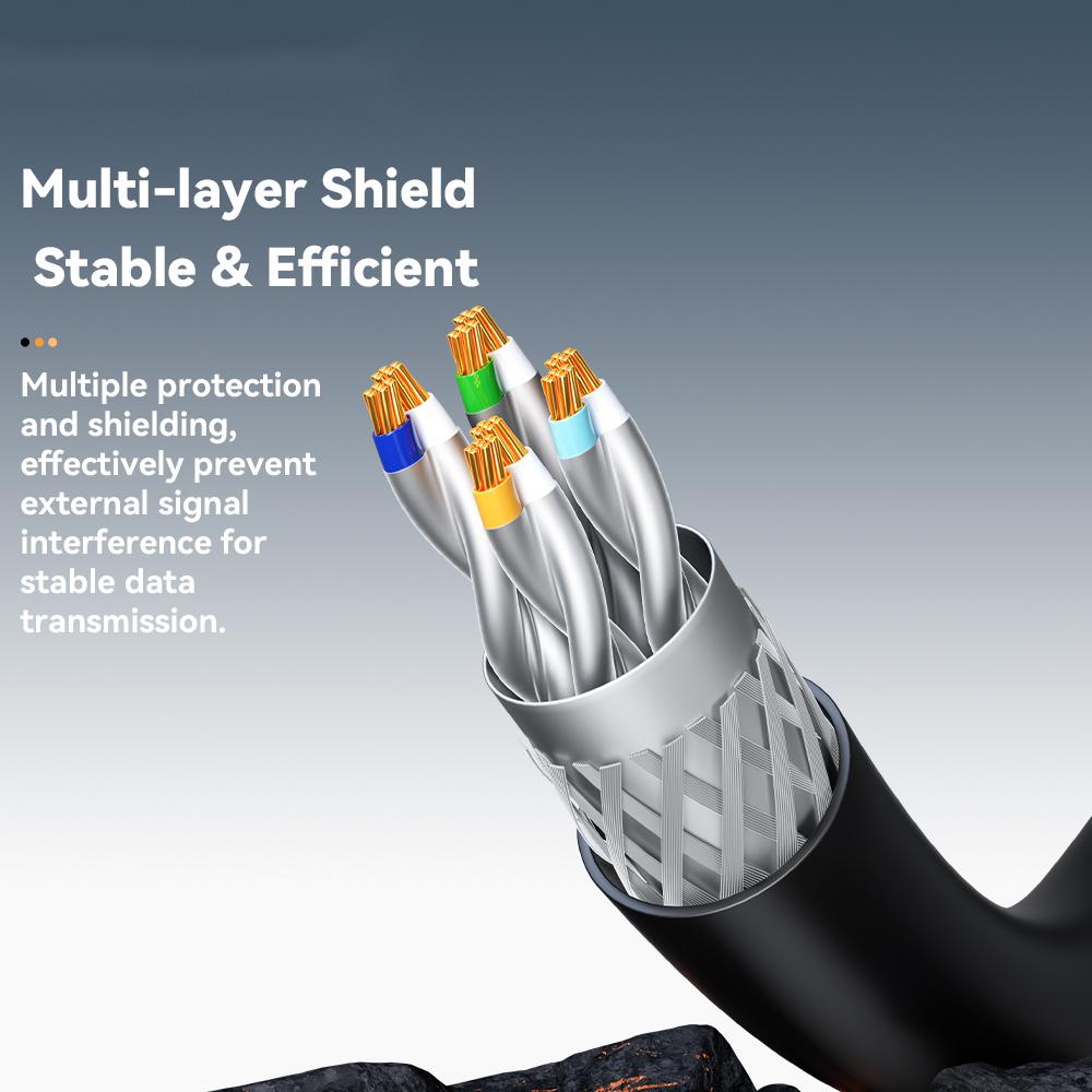 ESSAGER EXCWXY-JH01-P 1m CAT8 Ethernet Round Cable Home Office 40Gbps 2000MHz for Laptop Modem Router