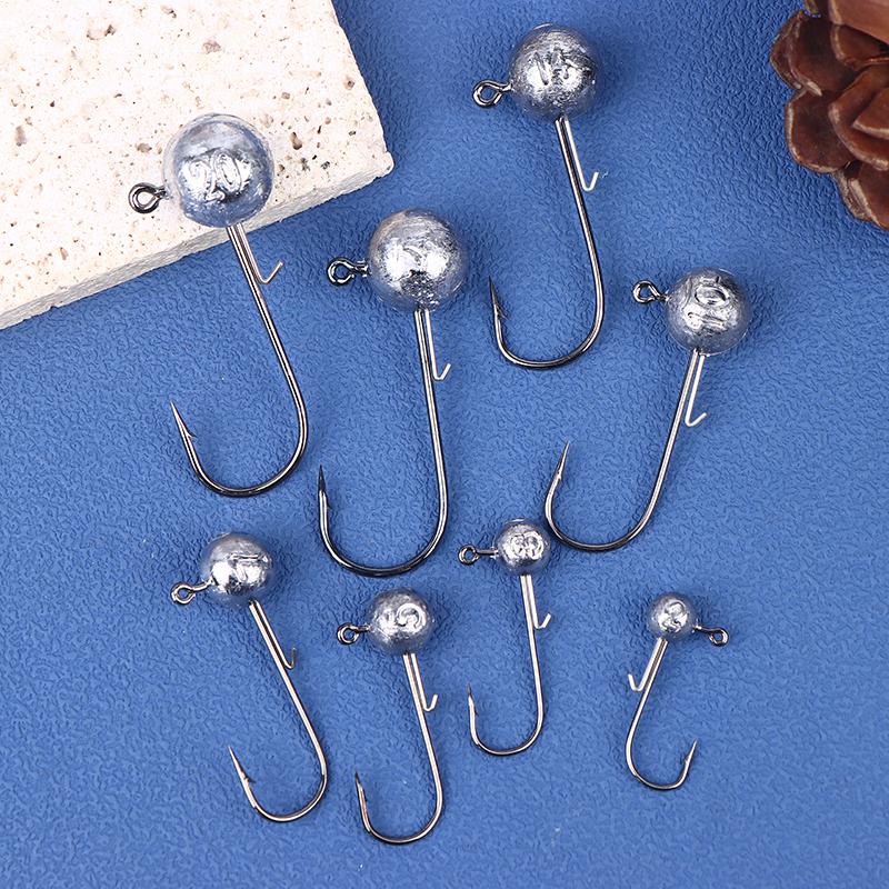 Rosewood Jig Heads Fishing Hook Long Shank Wide Gap 5G 7G 10G 14G Unpainted Ball Sharp Jighead For Trout Bass Fishing Tackle