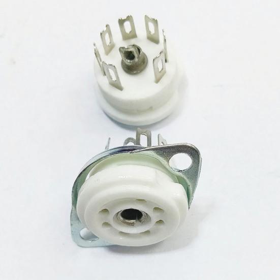Yousheng 2Pcs Ceramic Tube Socket GZC7-F Golden Tinning Plated 7-Pin Vacuum Electronic Tube Socket Replacement Parts Accessories for 6J1 6J2 6X4 6Z4