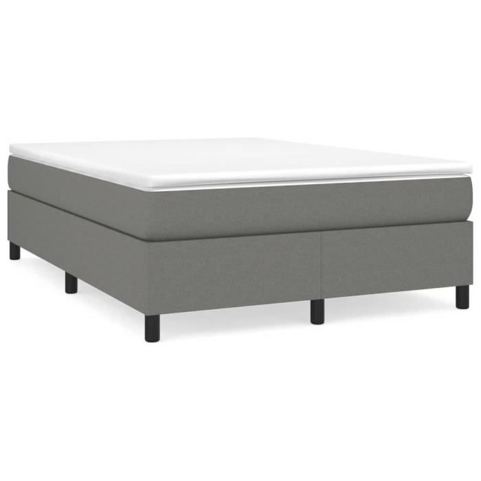 3144424 vidaXL Lit à sommier tapissier avec matelas Gris foncé 140x200cm Tissu