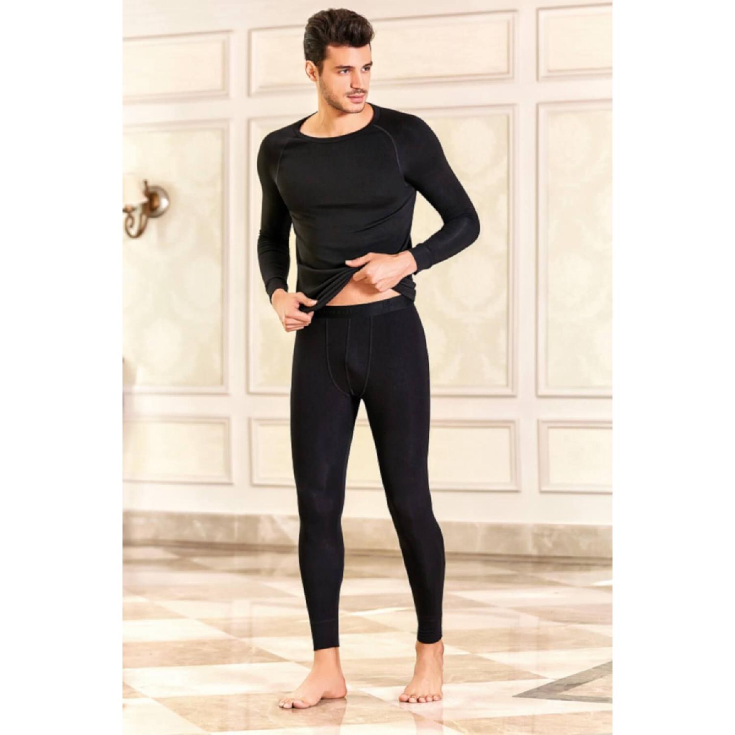 

Men s Black Long Sleeve Viscose Suit Thermal Clothing S чорний