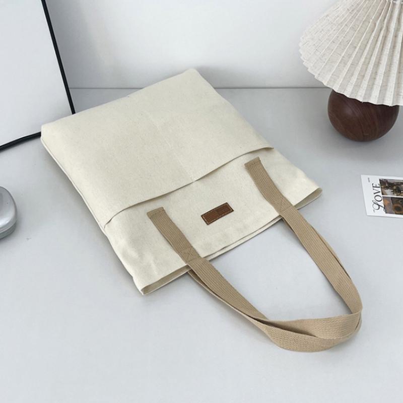 1Pc Women'S Tote Bag Canvas Sewing Thread Large Capacity Advanced Sense Handbag Convenient Practical Female'S Commuter Bag