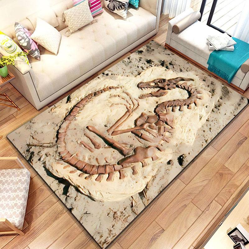 3D Dinosaur Fossil Art Pattern Rug Carpet for Living Room Bathroom Mat Creative Doormat Carpet for Bedroom Home Decor