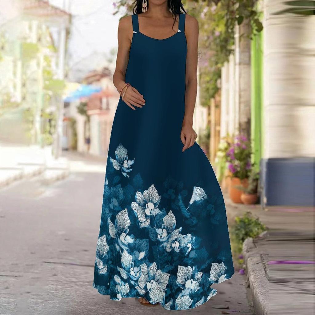 Women's Slip Dress Maxi Long Dress Island Coconut Grove Print Stitching Print Dress Spring & Summer Leisure Vacation