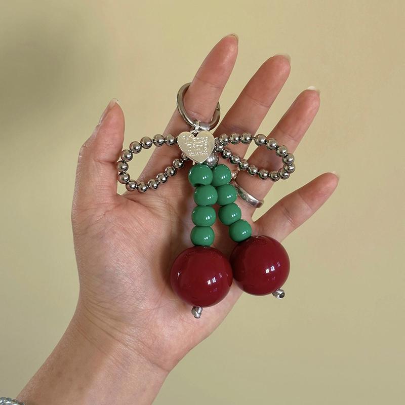 Bow Cherry Keychains Backpack Pendant Creative Phone Case Key Chain Couple Backpack Pendant Gifts