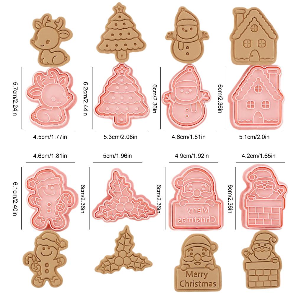 8 Pcs/Set DIY Christmas Biscuit Mould Cartoon Cutter 3D Biscuits Mold Plastic Baking Mould Decorating Tools