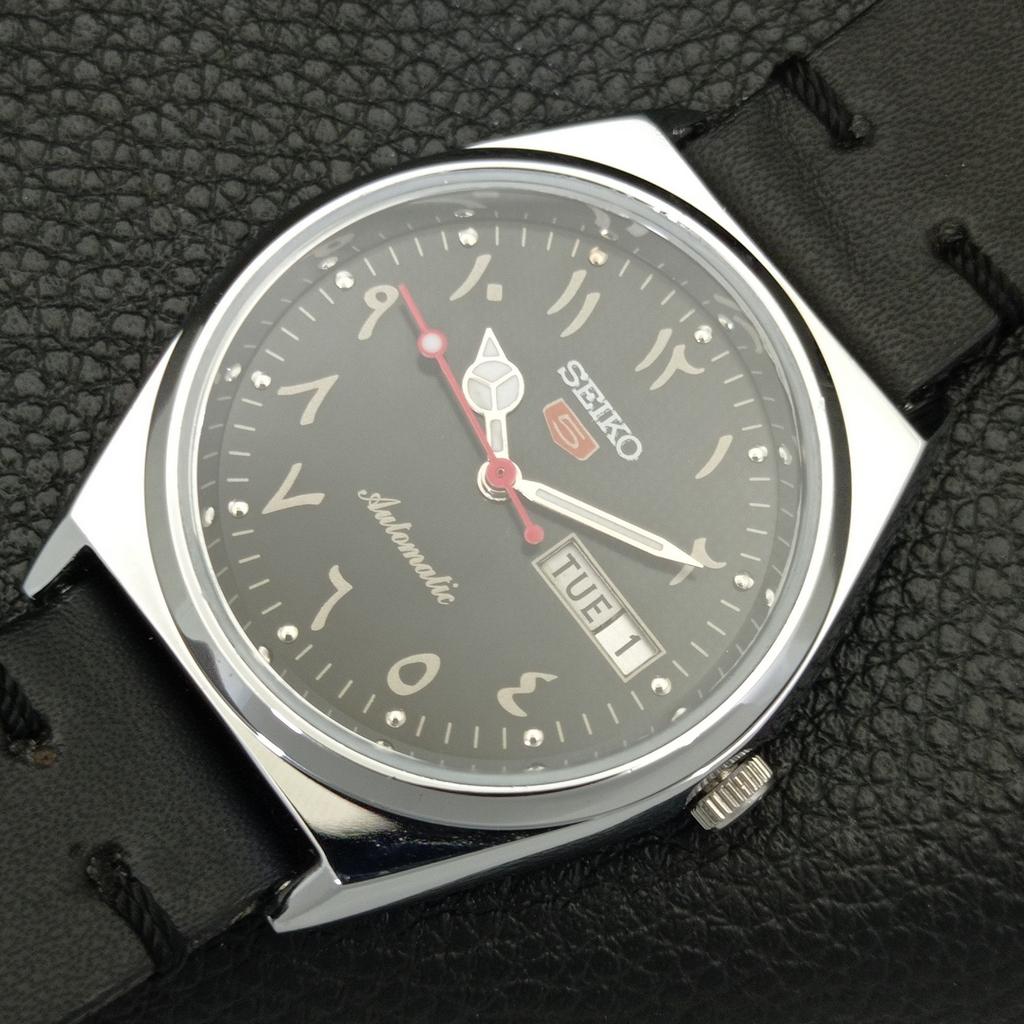 REFURBISHED VINTAGE SEIKO 5 AUTOMATIC 6309A JAPAN MENS BLACK WATCH a441317-5 Sk-a441317