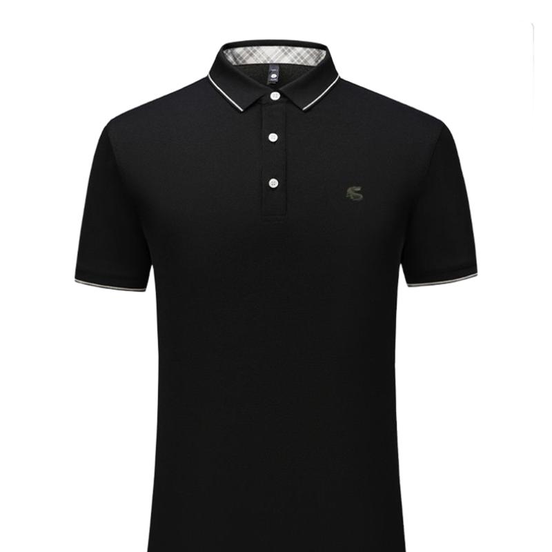 

Men s Korean-Style Pullover Solid Color Polo Shirt Casual Lapel Embroidery Short-Sleeve Top S чорний