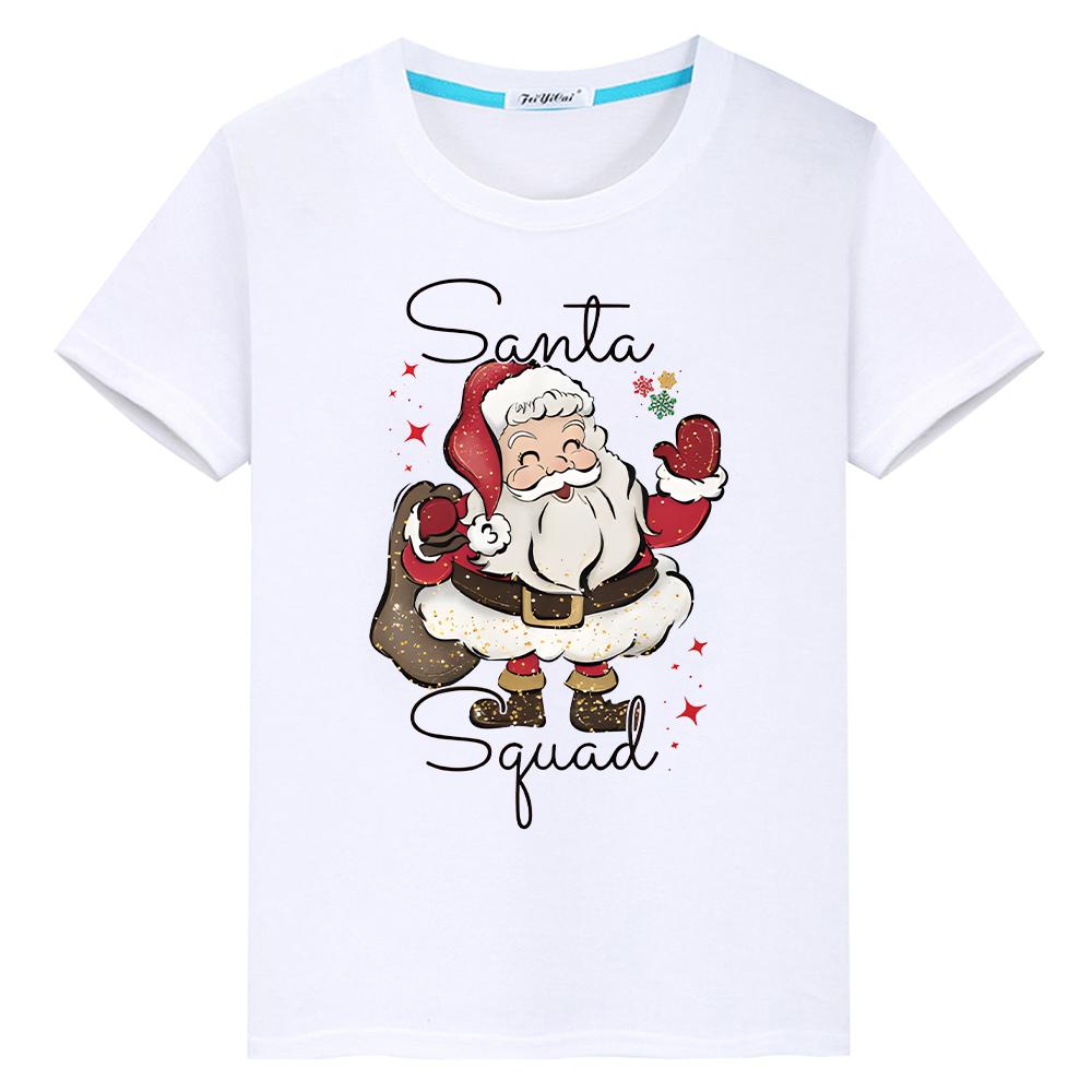 Santa Claus Graphics T Shirt for Kids Boy 10years Cotton Tops Anime Short Merry Christmas Cute Tees Y2k One Piece Girls Clothes