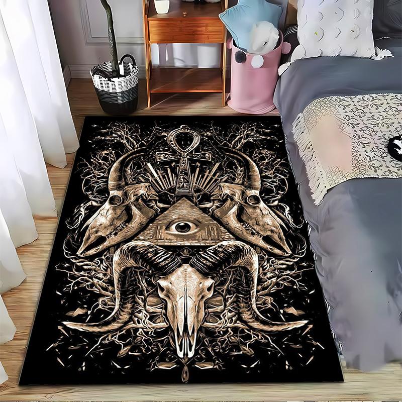 

Mystic Gothic Carpet with Ankh All-Seeing Eye Ram Skulls Tree Background Design Suitable use an anti-slip game mat for living room and bedroom sofas 40x60cm( 15x23in )