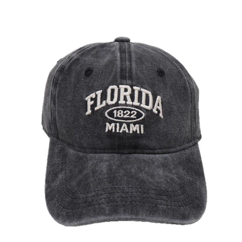 Yiran Bag Women's Florida Embroidery Baseball Cap Vintage Washed Distressed Corduroy Dad Hat Adjustable Snapback Retro Casual Streetwear Unisex Cm