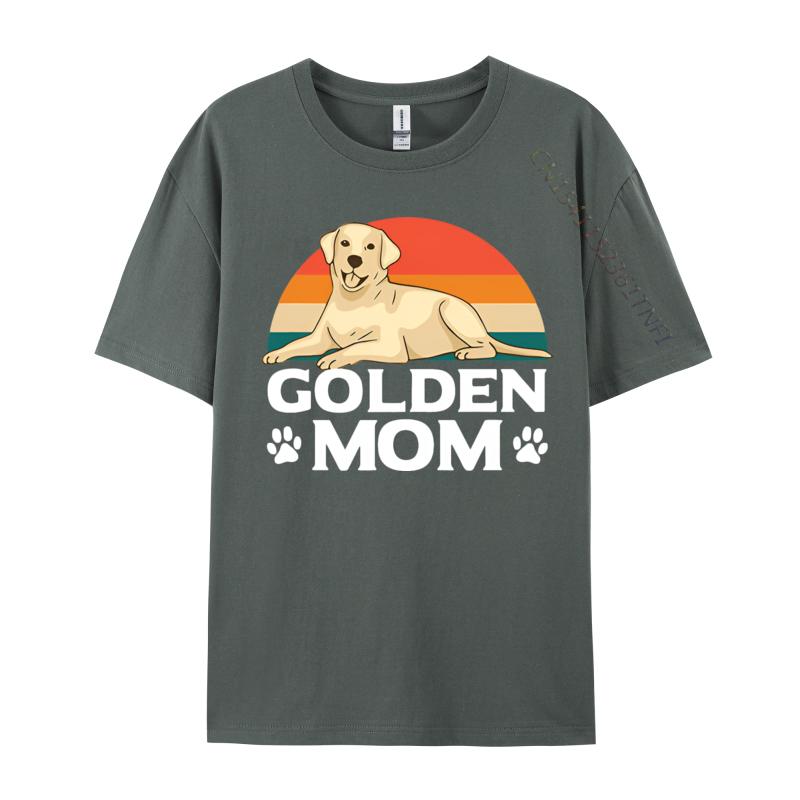 Golden Mom Labrador Retriever Vintage Tshirt Black Tops Shirts New Design Cool Cotton Male Top Tshirts Cosie