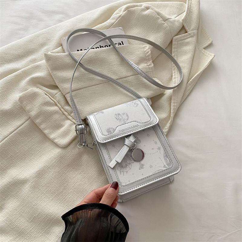 Trendy Small Square Bag For Women Stylish Pu Shoulder Crossbody Handbag In Silver White Pink