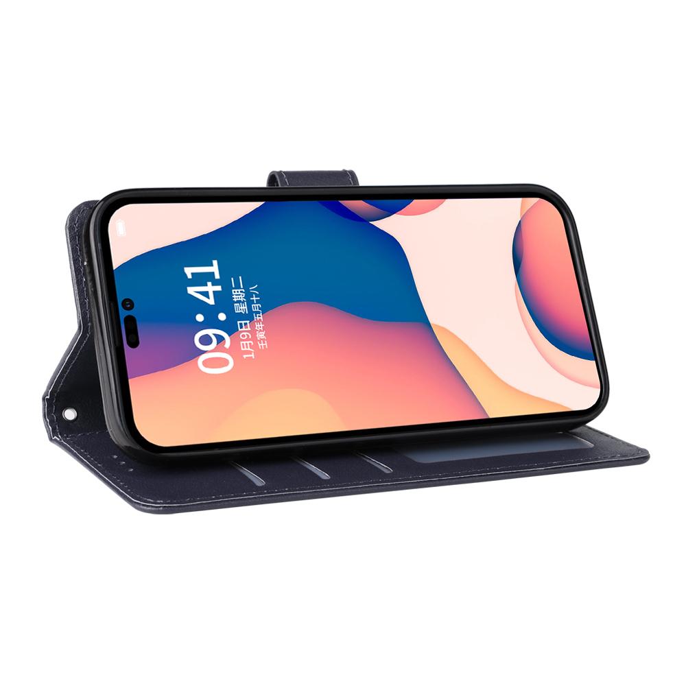 For iPhone 15 Pro PU Leather Wallet Cell Phone Stand Case Card Holder Shockproof Phone Cover