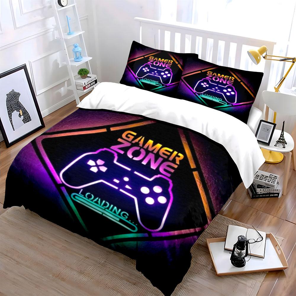 Gamer Zone Neon Bedding Set Bedding Duvet Cover Set Duvet Cover Pillowcases (1 * Duvet Cover 2 * Pillowcases, without duvet insert)