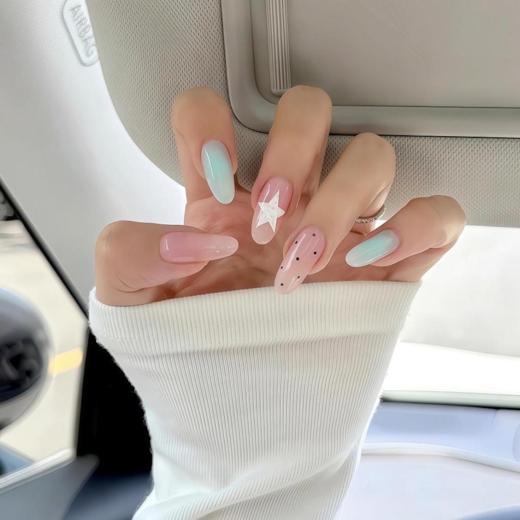 Nude Pink Gradient Cat Eye Whitening Aurora Nail Art Removable Stickers
