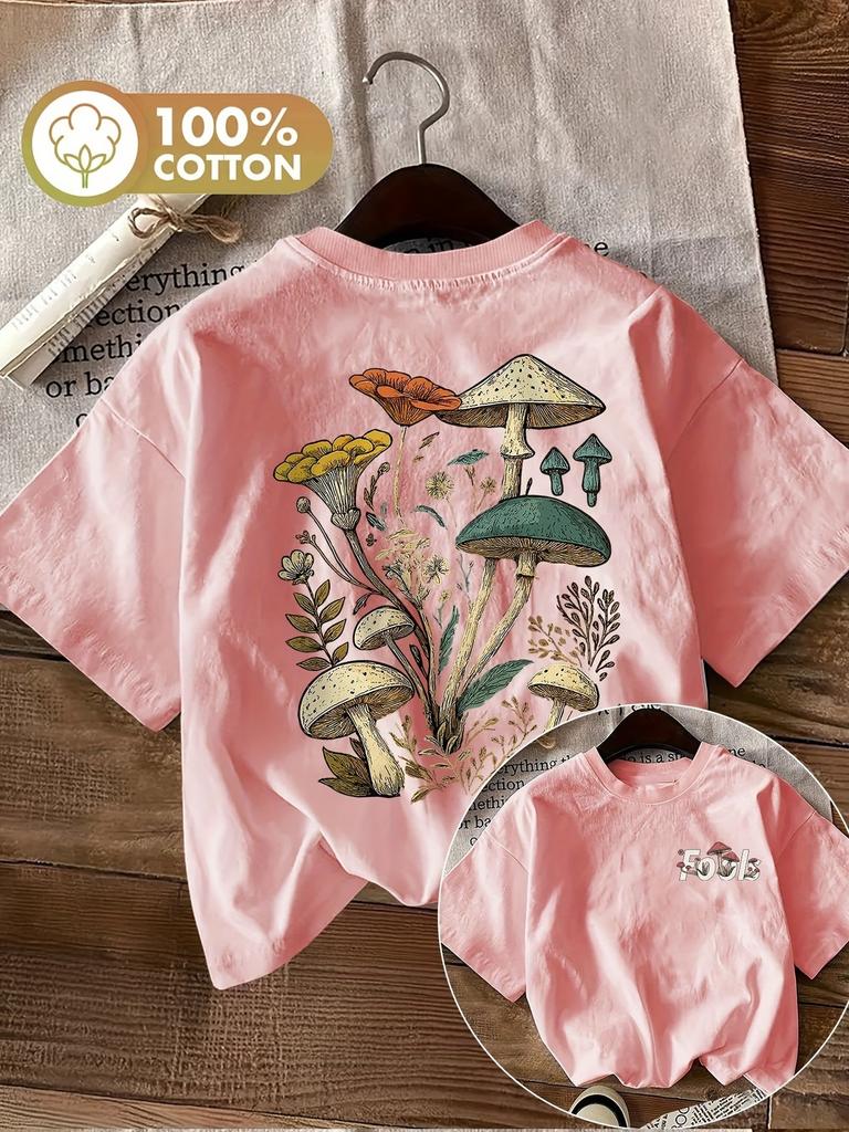 Whimsical Mushroom Unisexs Retro Print Tshirt 100 Cottonsoft Crew Neck Short Sleeve Top Vintage Shirt Streetwear Y2k Top