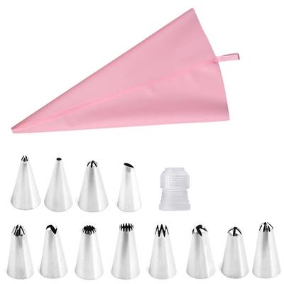 14 Stück/Set Wiederverwendbare Spritzbeutel-Werkzeuge Edelstahl-Spritzbeutel-Tüllen + Spritzbeutel + Adapter Nachhaltiges Professionelles Zubehör Zum Backen