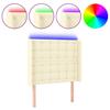 Zagłówek Do Łóżka Z Led Kremowy 83X16X118/128 Cm Sztuczna Skóra