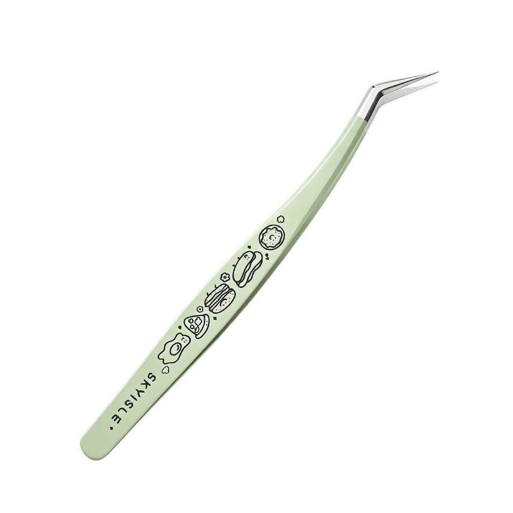 

High Precision False Eyelash Tweezers Anti-static Lashes Extension Tweezer Beauty Makeup Tools зелёный